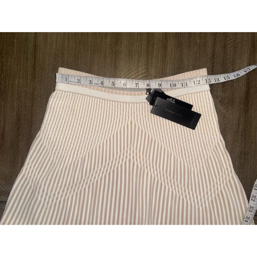 NWT BCBG Maxazria Alisse Striped Neutral Knit Jacquard Mini Skirt Size S $228